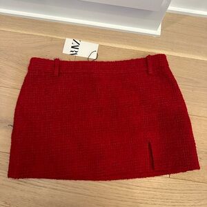 Brand New with Tags Zara mini red tweed skirt